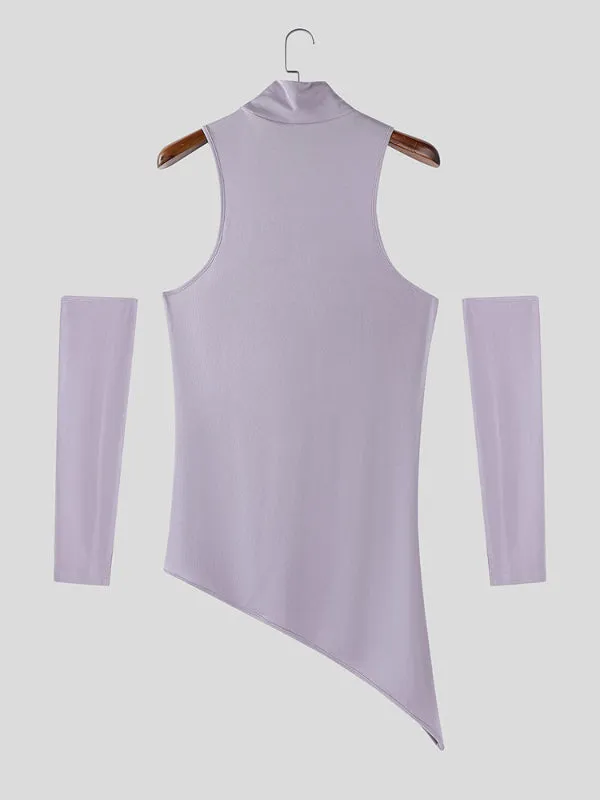 Men's Solid Color Textured High Neck T-Shirt SKUL27427 sold by Incerunmen product image thumbnail 5