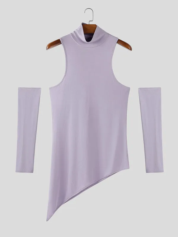 Men's Solid Color Textured High Neck T-Shirt SKUL27427 sold by Incerunmen product image thumbnail 4