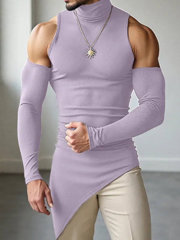 Men's Solid Color Textured High Neck T-Shirt SKUL27427 sold by Incerunmen product image thumbnail 3