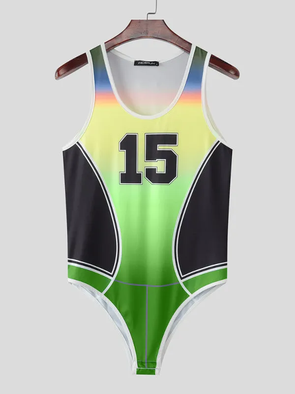 Men's Number Print Gradient Bodysuit SKUL21001 sold by Incerunmen product image thumbnail 4