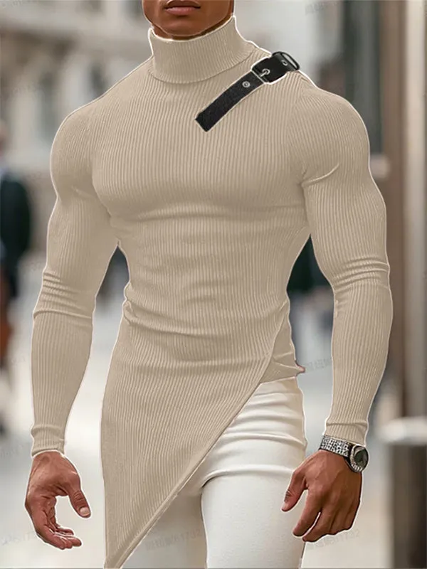 Men's Belt Patchwork Textured Long Sleeve T-Shirt SKUL26061 sold by Incerunmen