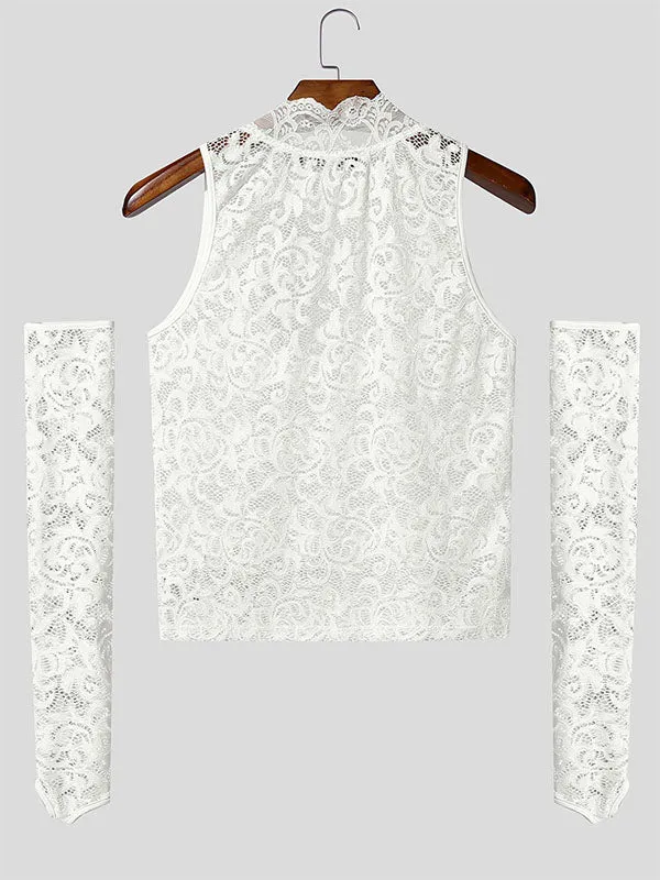 Men's Sheer Lace Cropped Tank SKUL22315 sold by Incerunmen product image thumbnail 5