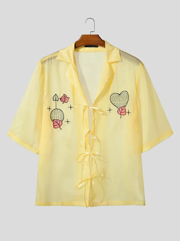 Men's Sheer Mesh Embroidered Short Sleeve Shirt SKUL22283 sold by Incerunmen product image thumbnail 4