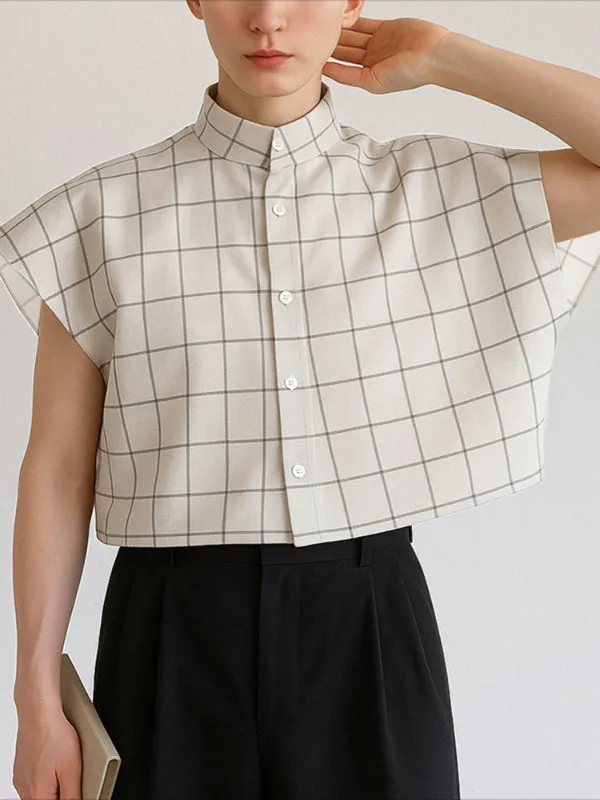 Men's Plaid Casual Sleeveless Shirt SKUL21028 sold by Incerunmen