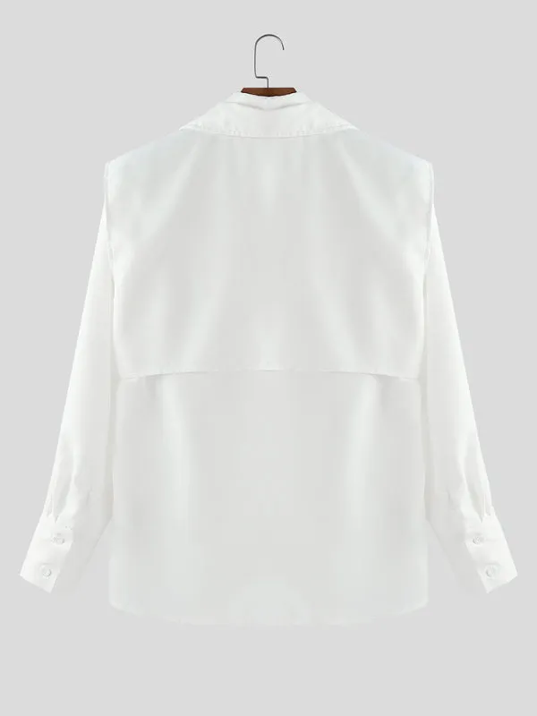 Men's Solid Hollow Fake Two Piece Long Sleeve Shirt SKUL24190 sold by Incerunmen product image thumbnail 5