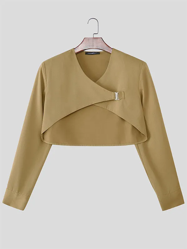 Men's Solid Layered Cropped Long Sleeve Cardigan SKUL24222 sold by Incerunmen product image thumbnail 4