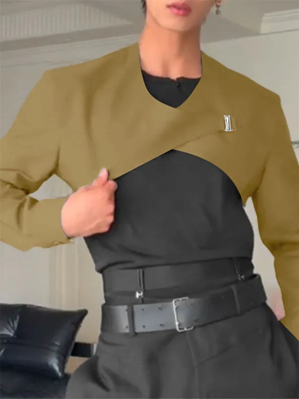 Men's Solid Layered Cropped Long Sleeve Cardigan SKUL24222 sold by Incerunmen product image thumbnail 3