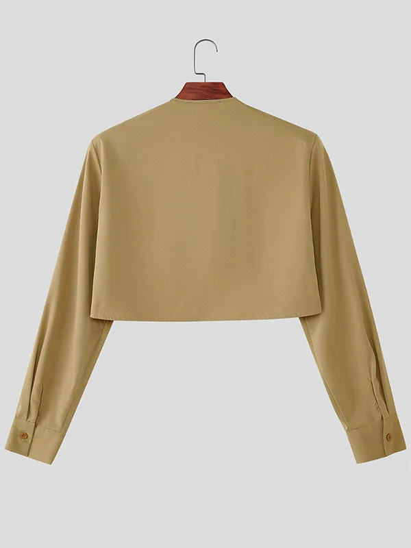 Men's Solid Layered Cropped Long Sleeve Cardigan SKUL24222 sold by Incerunmen product image thumbnail 5