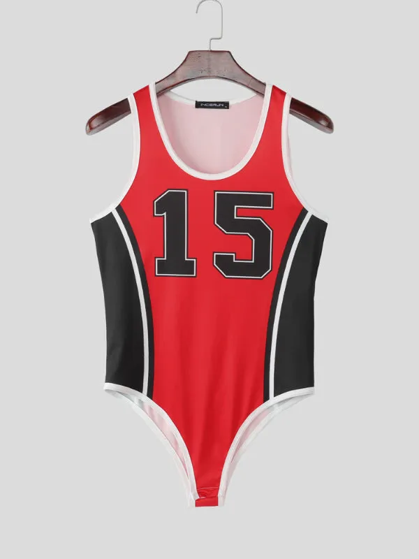 Men's Colorblock Number Print Bodysuit SKUL21173 sold by Incerunmen product image thumbnail 4