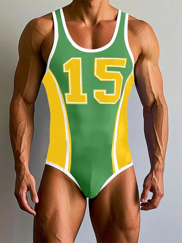 Men's Colorblock Number Print Bodysuit SKUL21173 sold by Incerunmen product image thumbnail 3