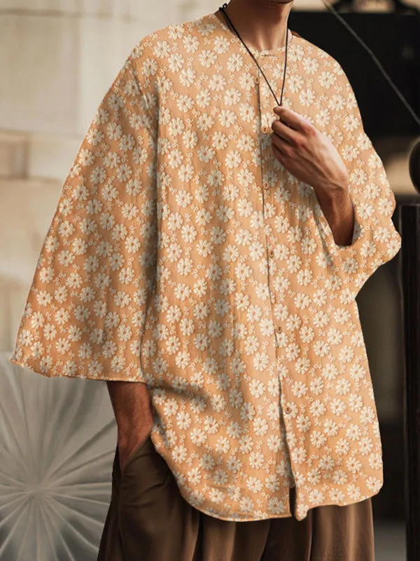 Men's Solid Jacquard Texture Short Sleeve Shirt SKUL26572 sold by Incerunmen