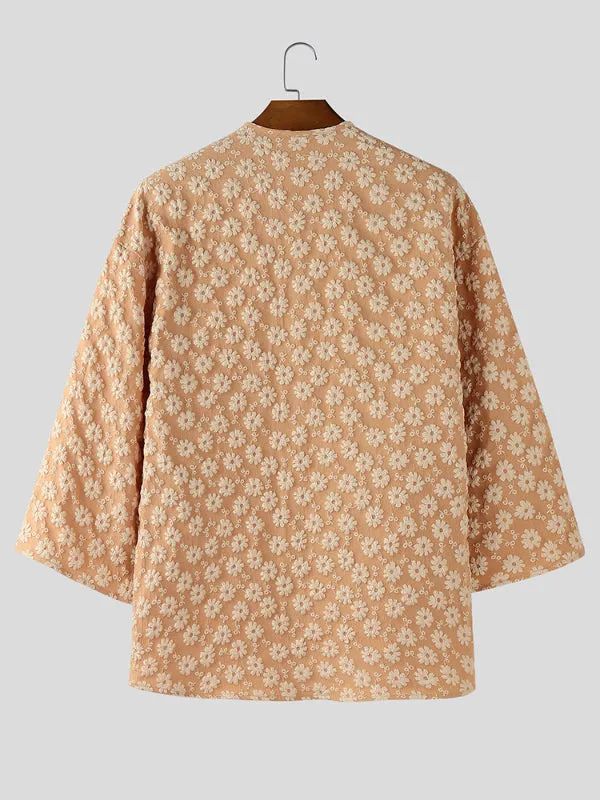 Men's Solid Jacquard Texture Short Sleeve Shirt SKUL26572 sold by Incerunmen product image thumbnail 5