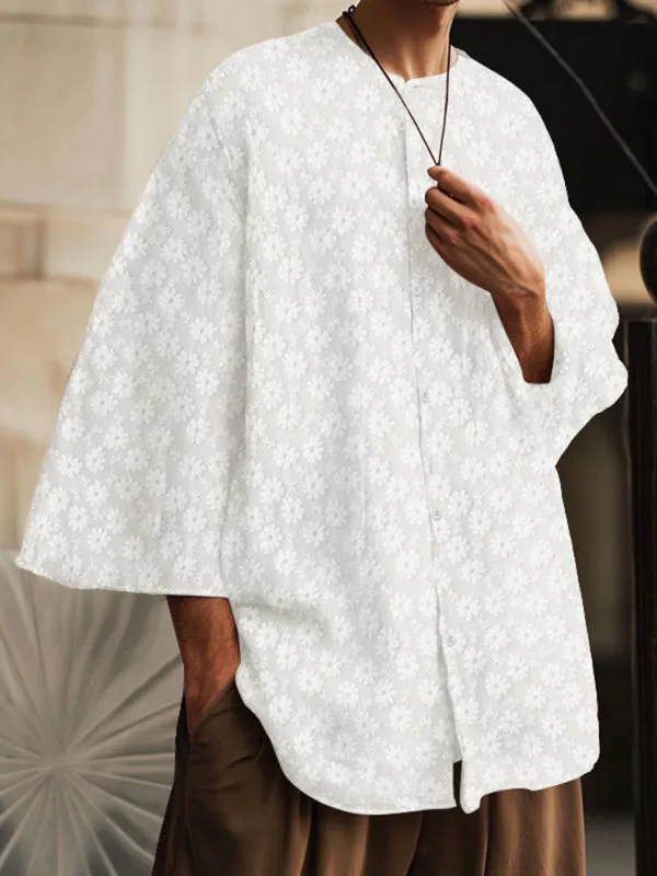 Men's Solid Jacquard Texture Short Sleeve Shirt SKUL26572 sold by Incerunmen product image thumbnail 2