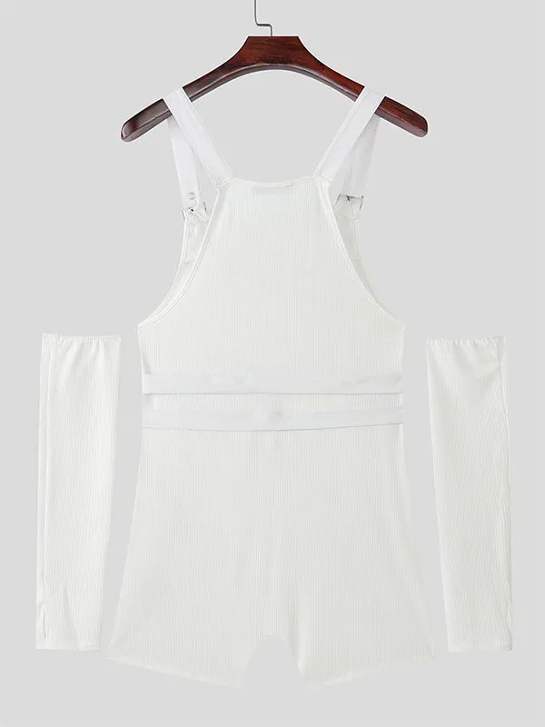 Men's Solid Color Texture Overall Bodysuit SKUL19018 sold by Incerunmen product image thumbnail 5