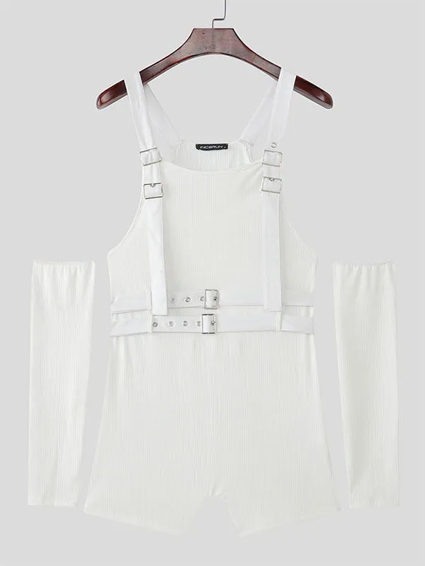 Men's Solid Color Texture Overall Bodysuit SKUL19018 sold by Incerunmen product image thumbnail 4