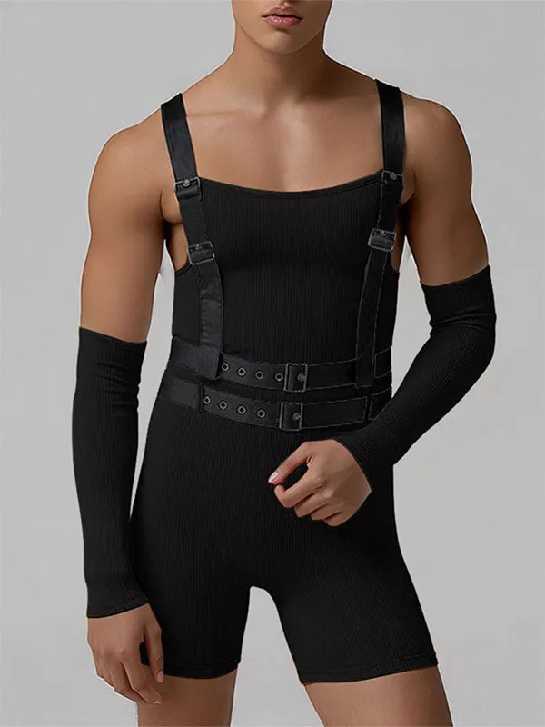 Men's Solid Color Texture Overall Bodysuit SKUL19018 sold by Incerunmen product image thumbnail 2