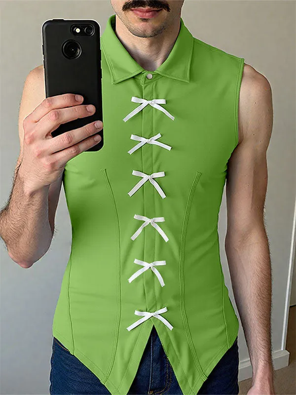 Men's Bow Patchwork Sleeveless Shirt SKUL20276 sold by Incerunmen product image thumbnail 3