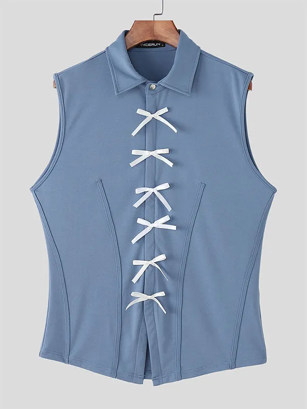 Men's Bow Patchwork Sleeveless Shirt SKUL20276 sold by Incerunmen product image thumbnail 4