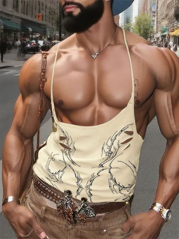 Men's Metal Ring Patchwork Cowl Neck Tank SKUL17912 sold by Incerunmen