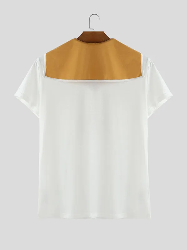 Men's Colorblock Sailor Collar Short Sleeve T-Shirt SKUL27341 sold by Incerunmen product image thumbnail 4