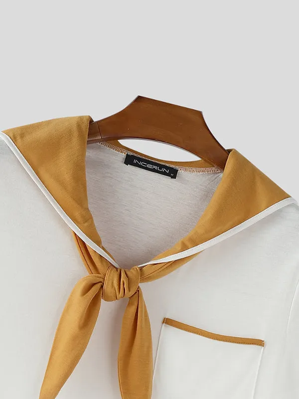 Men's Colorblock Sailor Collar Short Sleeve T-Shirt SKUL27341 sold by Incerunmen product image thumbnail 5