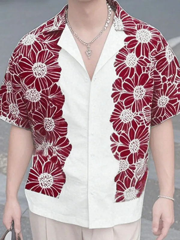 Men's Floral Print Colorblock Short Sleeve Shirt SKUL22784 sold by Incerunmen product image thumbnail 2