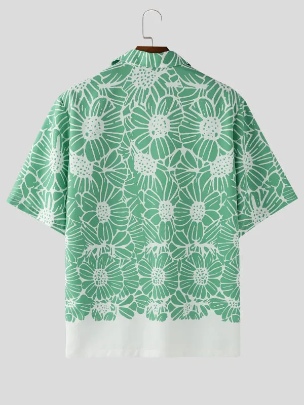 Men's Floral Print Colorblock Short Sleeve Shirt SKUL22784 sold by Incerunmen product image thumbnail 5