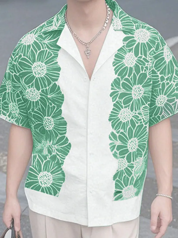 Men's Floral Print Colorblock Short Sleeve Shirt SKUL22784 sold by Incerunmen product image thumbnail 3