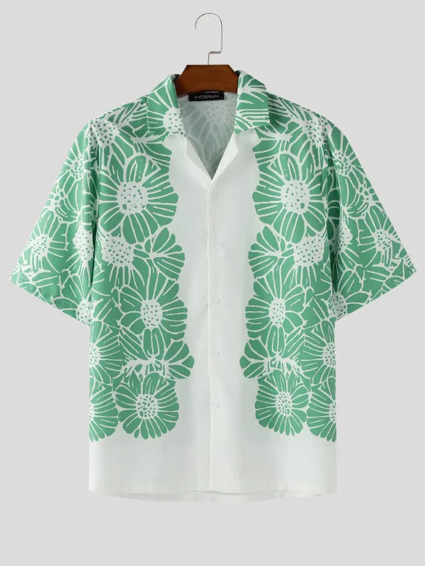 Men's Floral Print Colorblock Short Sleeve Shirt SKUL22784 sold by Incerunmen product image thumbnail 4