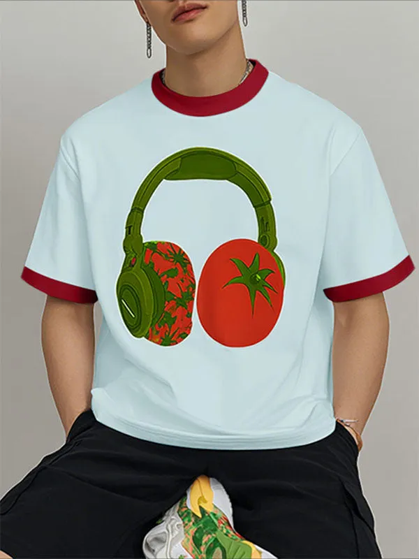 Men's Tomato Print Colorblock Short Sleeve T-Shirt SKUL24909 sold by Incerunmen product image thumbnail 3