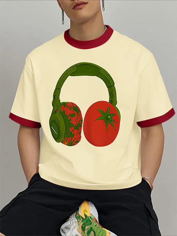 Men's Tomato Print Colorblock Short Sleeve T-Shirt SKUL24909 sold by Incerunmen product image thumbnail 2