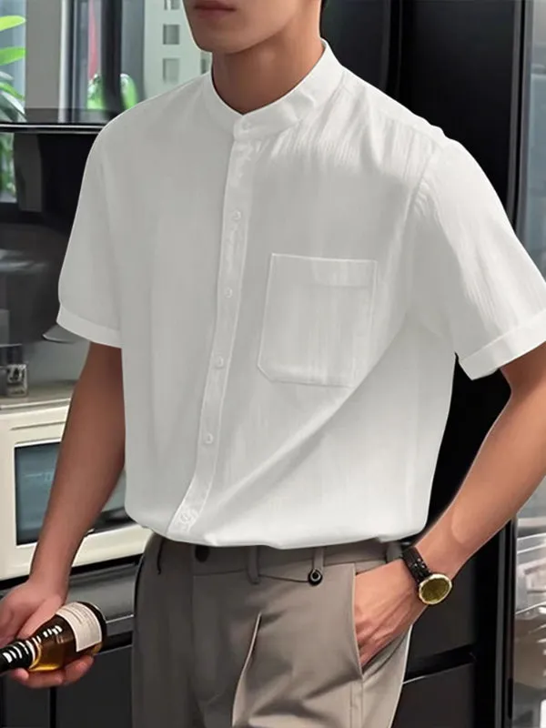 Men's Solid Color Casual Short Sleeve Shirt SKUL24193 sold by Incerunmen product image thumbnail 2