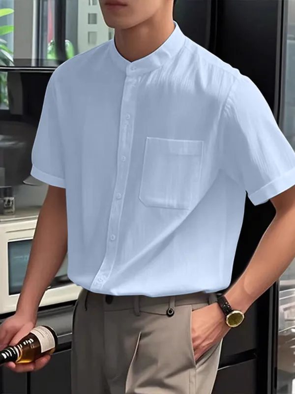 Men's Solid Color Casual Short Sleeve Shirt SKUL24193 sold by Incerunmen product image thumbnail 3