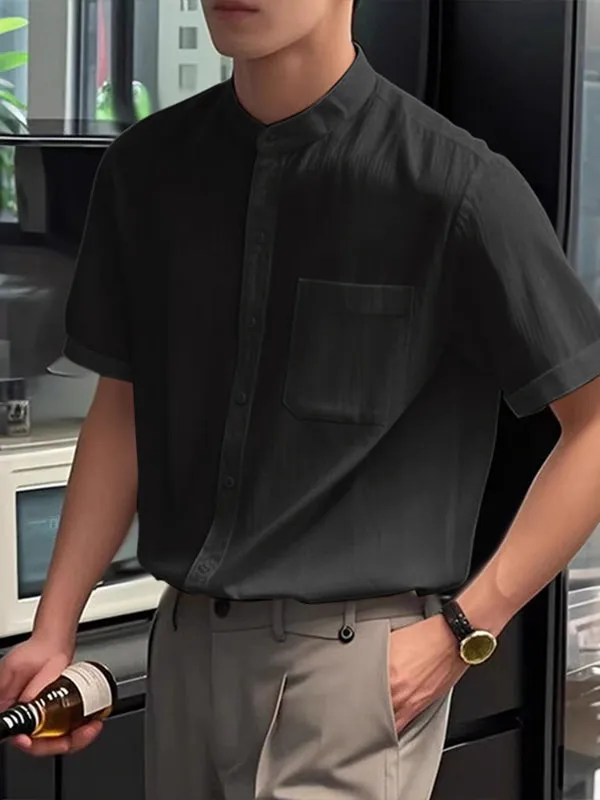 Men's Solid Color Casual Short Sleeve Shirt SKUL24193 sold by Incerunmen