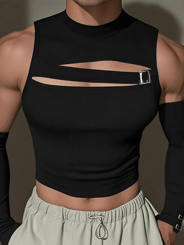 Men's Cut Cropped Sleeveless T-Shirt SKUL21584 sold by Incerunmen