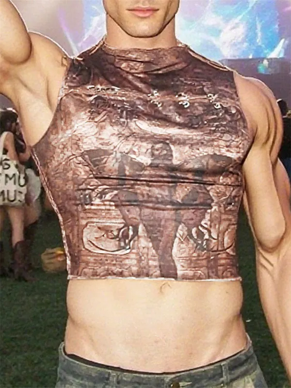 Men's Abstract Print Cropped Tank SKUL15373 sold by Incerunmen