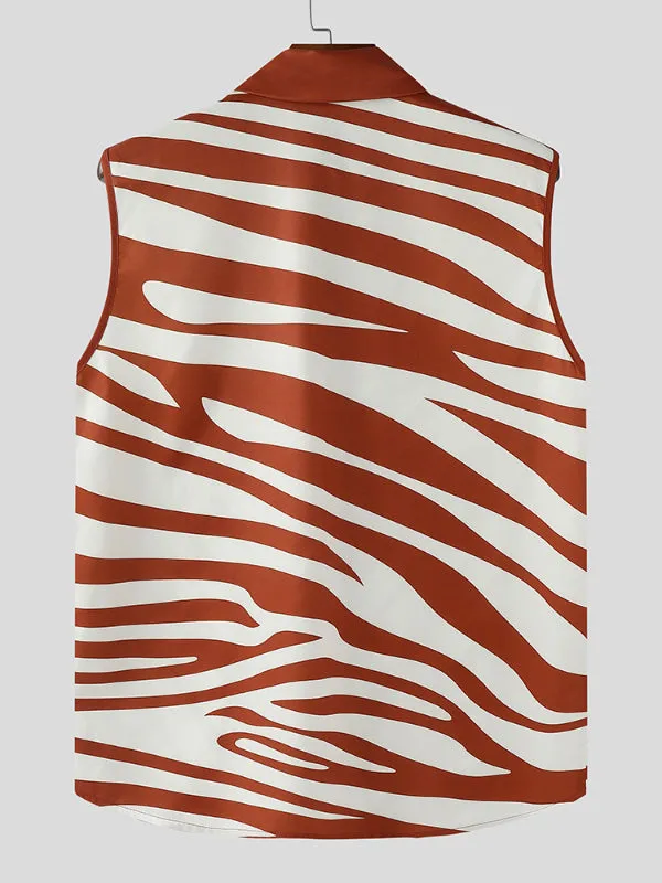Men's Zebra Print Colorblock Sleeveless Shirt SKUL18928 sold by Incerunmen product image thumbnail 5