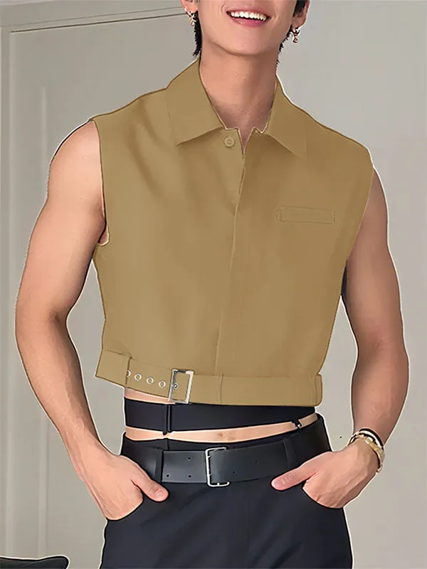 Men's Solid Color Cropped Sleeveless Shirt SKUL24192 sold by Incerunmen product image thumbnail 3