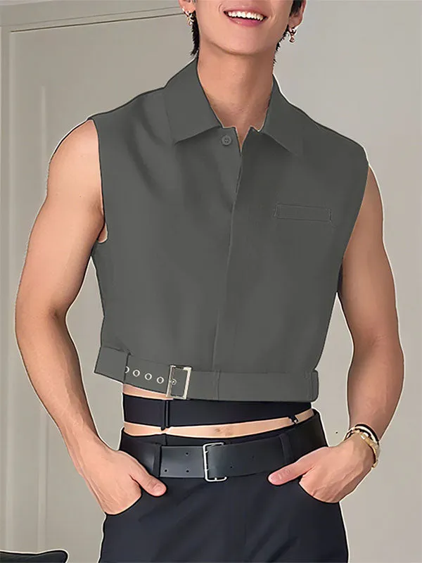 Men's Solid Color Cropped Sleeveless Shirt SKUL24192 sold by Incerunmen product image thumbnail 2