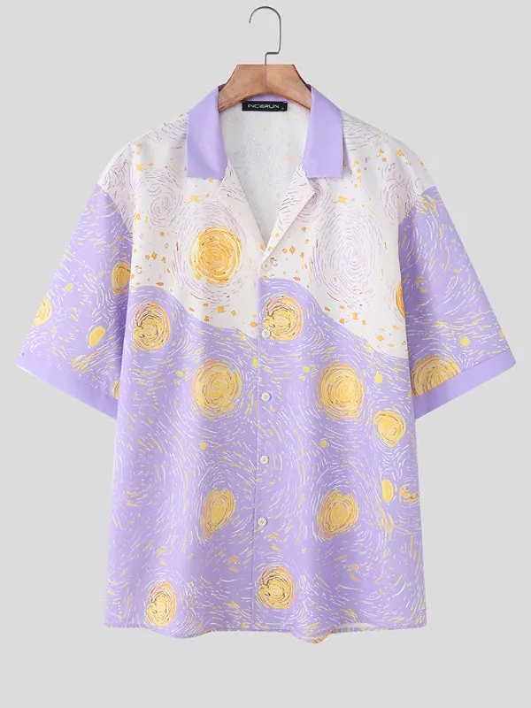 Men's Abstract Oil Painting Print Short Sleeve Shirt SKUL22786 sold by Incerunmen product image thumbnail 5