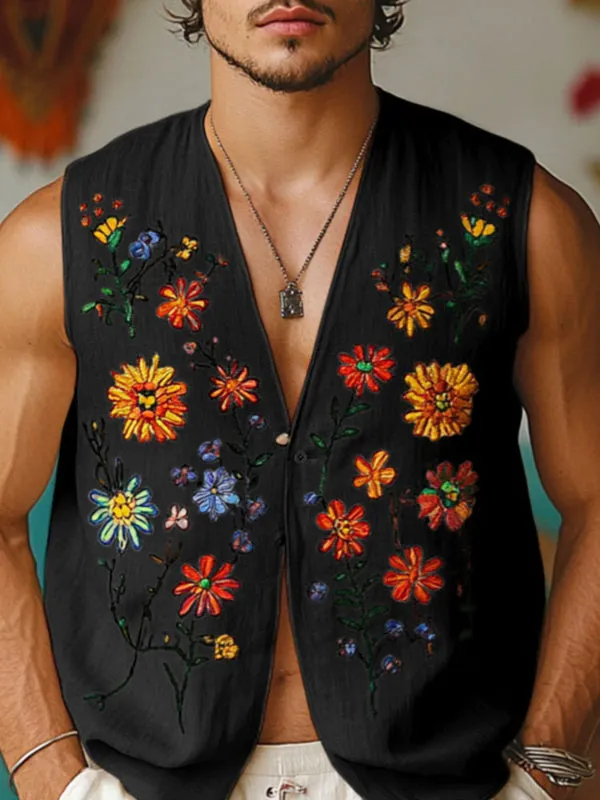 Men's Floral Print Casual Waistcoat SKUL20232 sold by Incerunmen