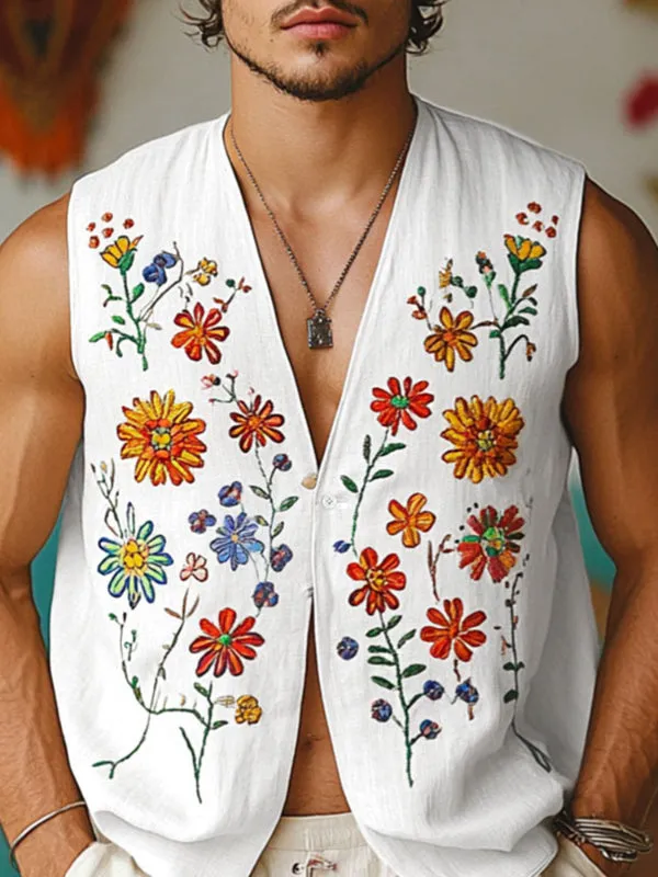 Men's Floral Print Casual Waistcoat SKUL20232 sold by Incerunmen product image thumbnail 2