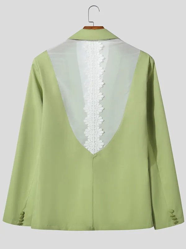 Men's Lace Patchwork Backless Long Sleeve Blazer SKUL24944 sold by Incerunmen product image thumbnail 5