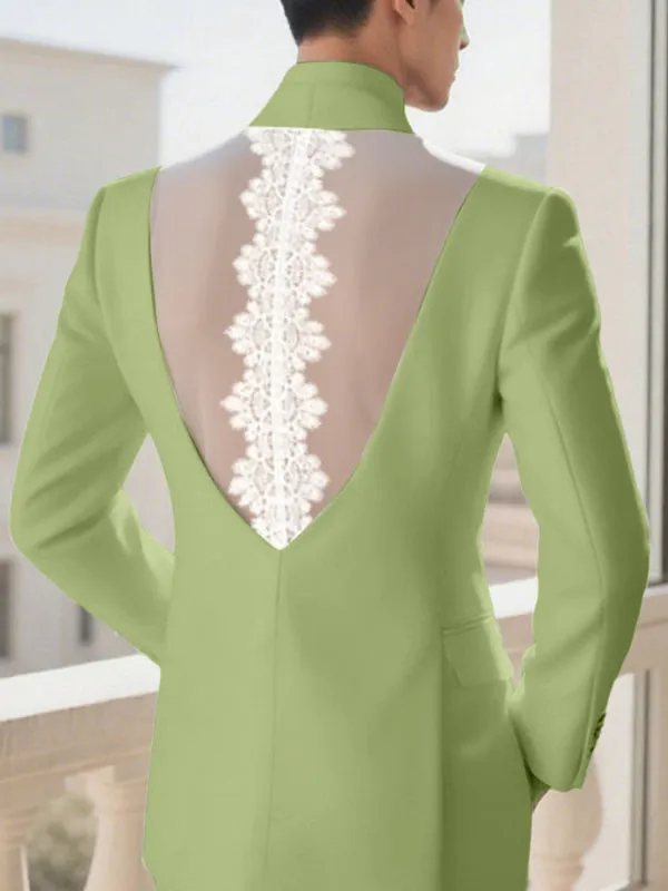 Men's Lace Patchwork Backless Long Sleeve Blazer SKUL24944 sold by Incerunmen product image thumbnail 3