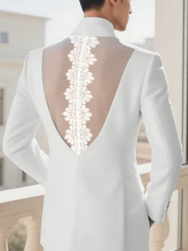 Men's Lace Patchwork Backless Long Sleeve Blazer SKUL24944 sold by Incerunmen