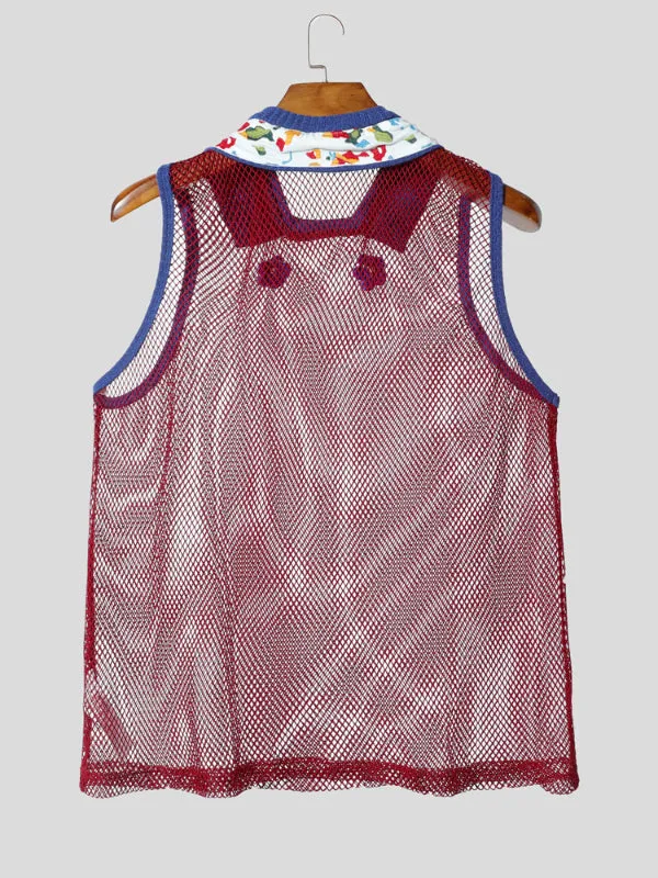 Men's Sheer Mesh Neck Colorblock Casual Tank SKUL15182 sold by Incerunmen product image thumbnail 5