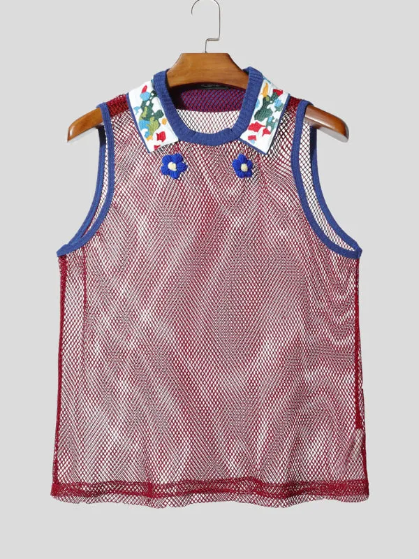 Men's Sheer Mesh Neck Colorblock Casual Tank SKUL15182 sold by Incerunmen product image thumbnail 4