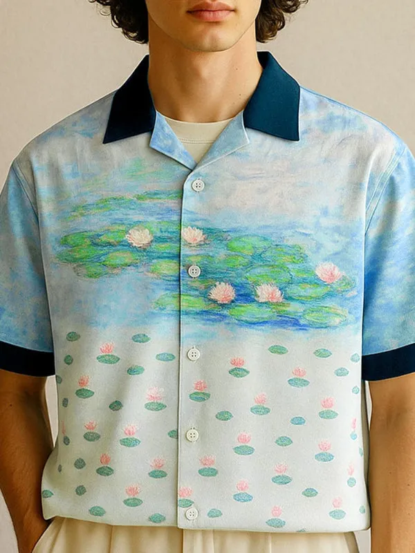 Men's Lotus Print Short Sleeve Shirt SKUL17013 sold by Incerunmen product image thumbnail 2