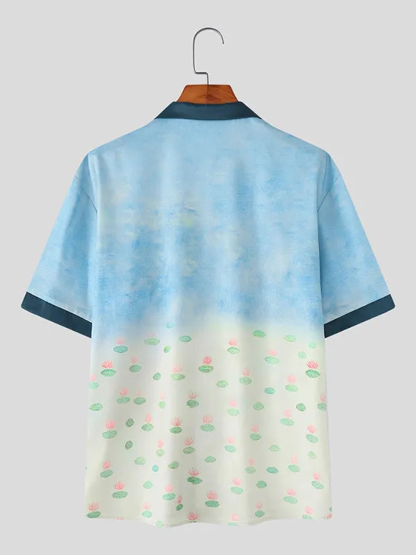 Men's Lotus Print Short Sleeve Shirt SKUL17013 sold by Incerunmen product image thumbnail 5
