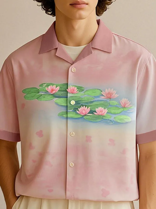 Men's Lotus Print Short Sleeve Shirt SKUL17013 sold by Incerunmen product image thumbnail 3